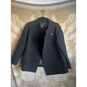 J. Crew Double Breasted Wool Blend Jacket Coat in Black